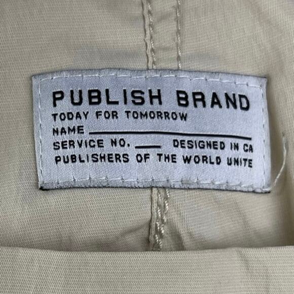 Publish Brand Cream Elastic Waist Pull On Parachute Windbreaker Jogger Pants L - Picture 5 of 7